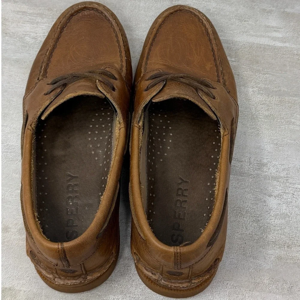 Sperry Top-Sider Mens Brown Leather Boat Shoes STS24957 Size 8 Classic Nautical